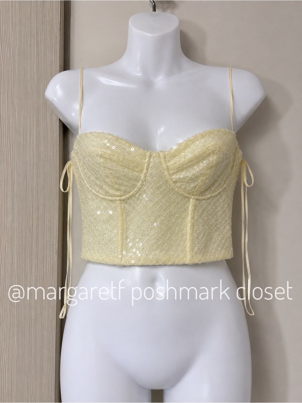Zara sequins corset style top, clear plastic , butter - Picture 8 of 12